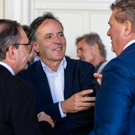 People conversing in the Festival Hall