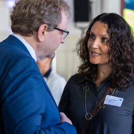 People conversing in the Festival Hall