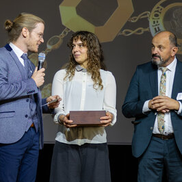 Prof. Enkler, Mayor Herdner and goldsmith Franziska Loffelmann