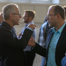 People conversing in the Festival Hall