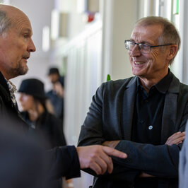People conversing in the Festival Hall