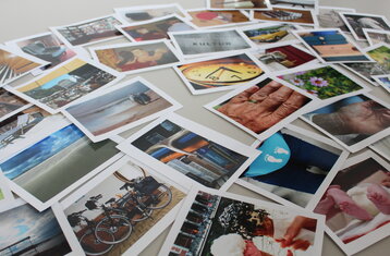 You see photos representing the aging process (e.g., of hands lying on a table