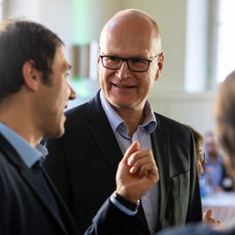 People conversing in the Festival Hall