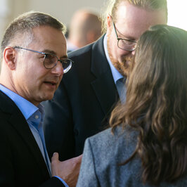 People conversing in the Festival Hall