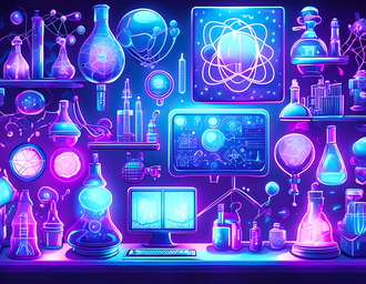 Grafik von verschiedenen wissenschaftlichen Gerätschaften