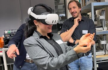 Photo of someone testing VR glasses