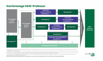 Grafik erklärt die nötigen Karrierewege für eine HAW Professur