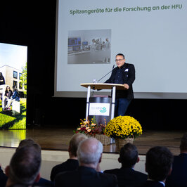 Prof Dr bucher giving his speech