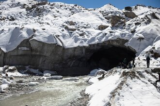 The glacier in the Himalayas from which the Ganges originates